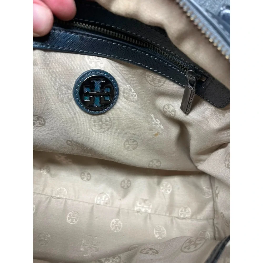 Tory Burch Black Leather Satchel Doctor Bag Top Handle Structured Purse